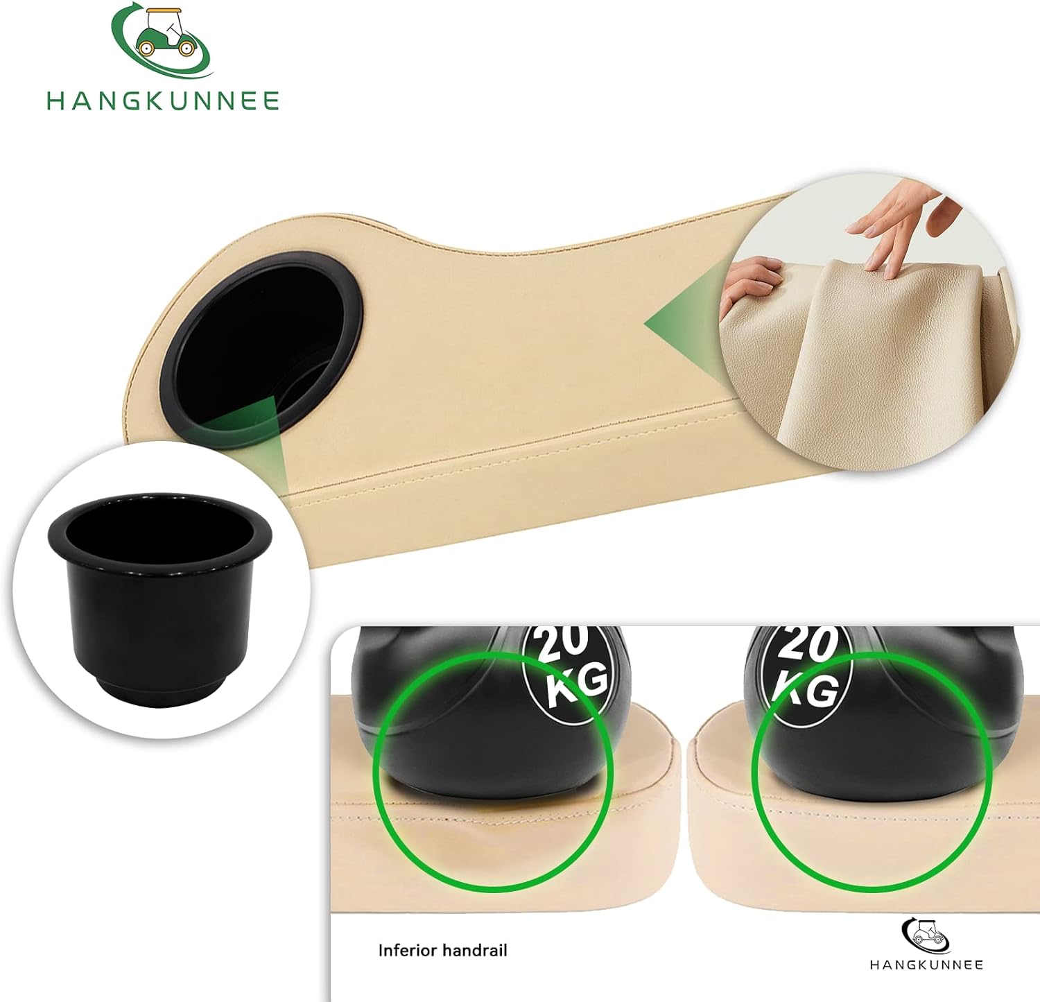 Reposabrazos de carrito de golf con portavasos para EZGO Club Car Yamaha, no requiere taladrar, kits de reposabrazos para asiento trasero con marco