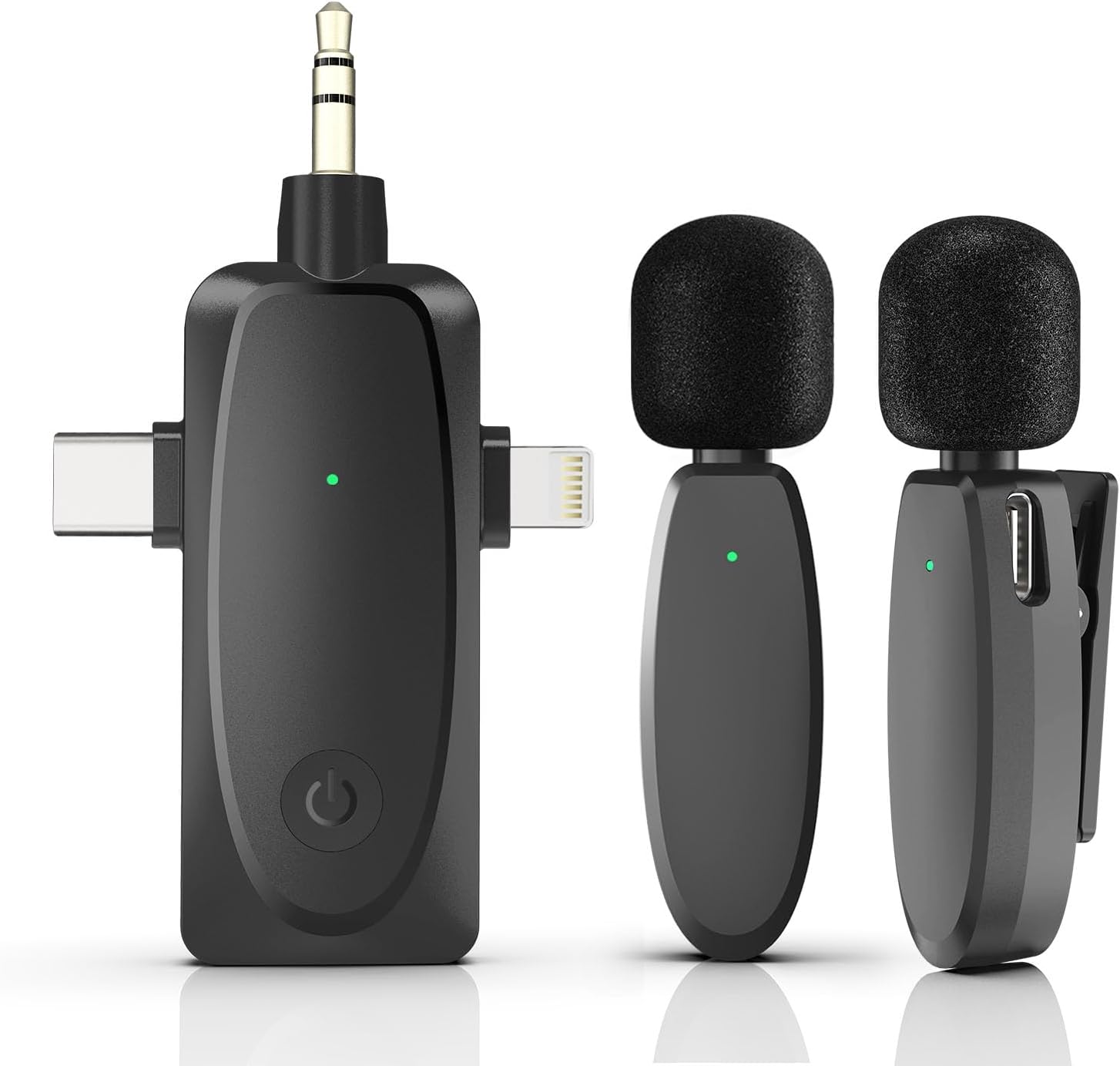 IMAXTOP Micrófono Lavalier inalámbrico, micrófonos profesionales para iPhone y cámara Android, micrófono de solapa de retardo ultra bajo de 2.4G con