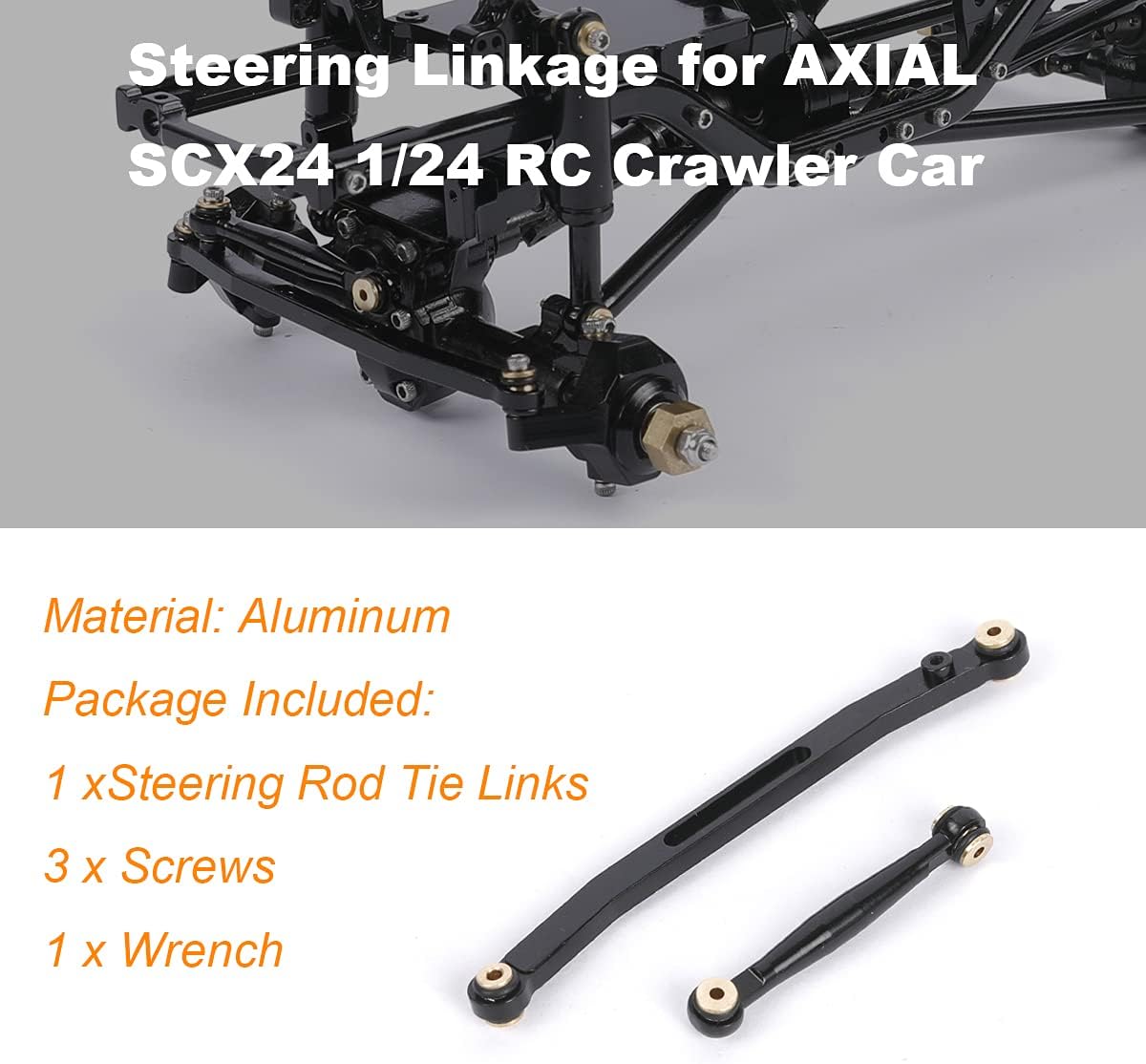 Enlace de dirección de enlace de aluminio CNC para 124 Axial SCX24 RC Crawler Car (negro)