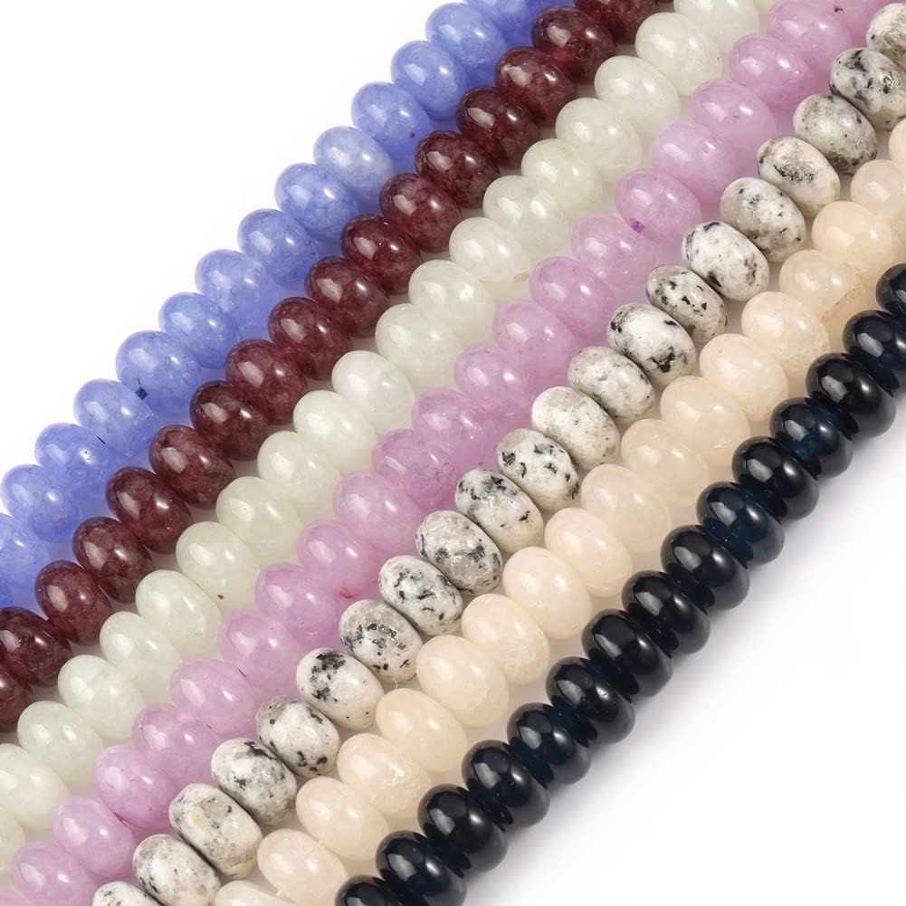 Youllyuu Cuentas de chakra de Angelite Jades de 0.197 x 0.315 in, cuentas de piedra espaciadora sueltas naturales para hacer joyas, pulseras