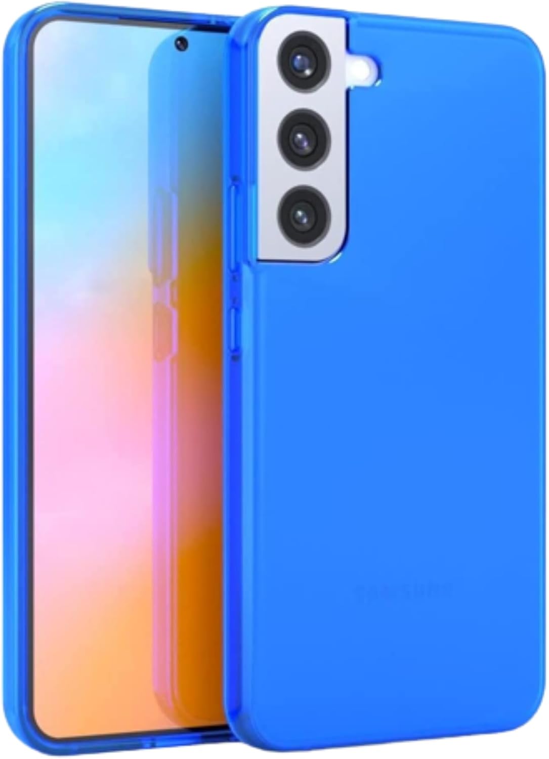 FELONY CASE – Funda protectora transparente azul neón para Samsung Galaxy S22, TPU y policarbonato que absorbe los golpes – A prueba de grietas con
