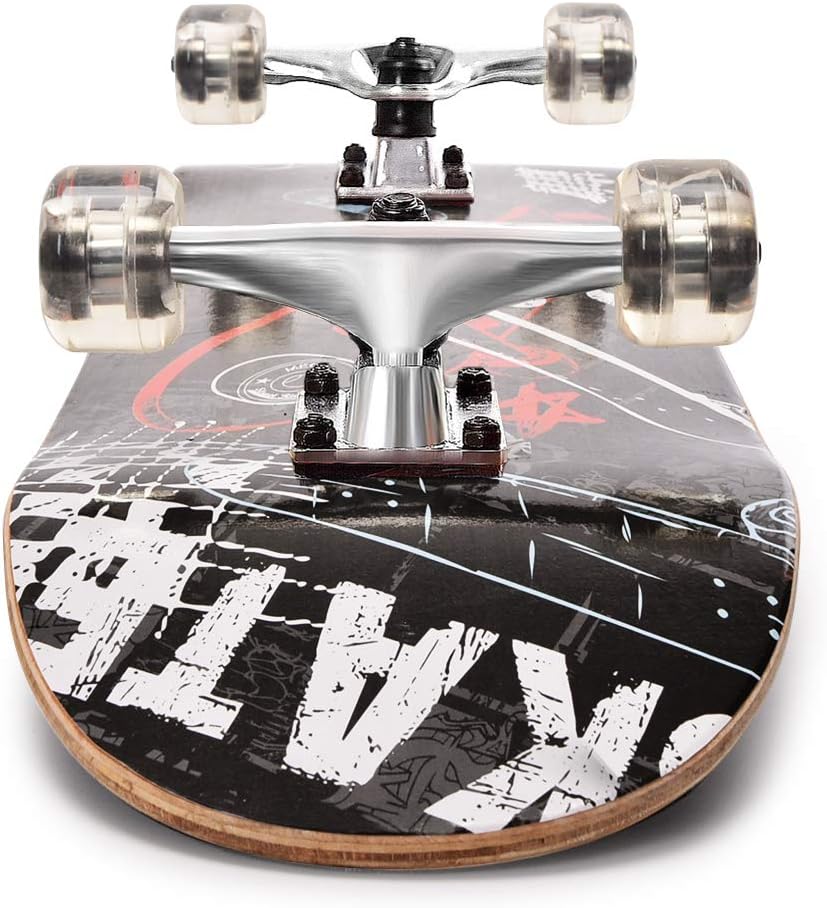 ChromeWheels Patineta de 31 pulgadas, patineta de doble patada, tabla Cruiser Longboard de 8 capas de arce para niños y principiantes