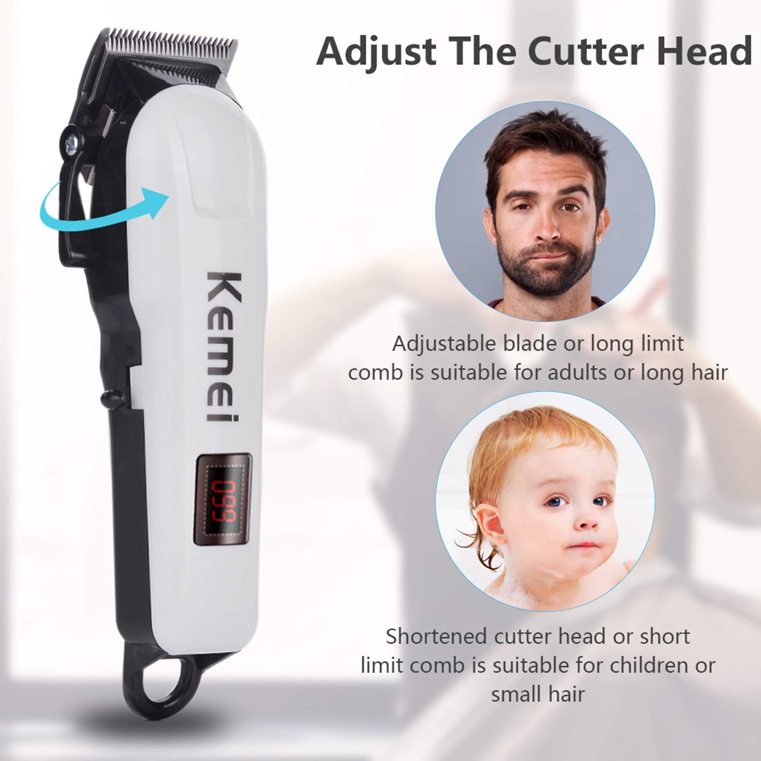 Cortapelos para hombres, cortadora de pelo inalámbrica, kit de corte de pelo, recargable de bajo ruido, recortadora de pelo para el hogar para