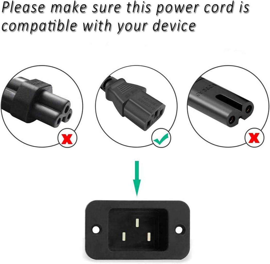 AC in Power Cord Cable Outlet Socket Plug Lead Compatible with Wasabi Mango UHD550 Real 4K HDMI 2.0 55″ LG AH-IPS DP 1.2 UHD 3840×2160 Monitor