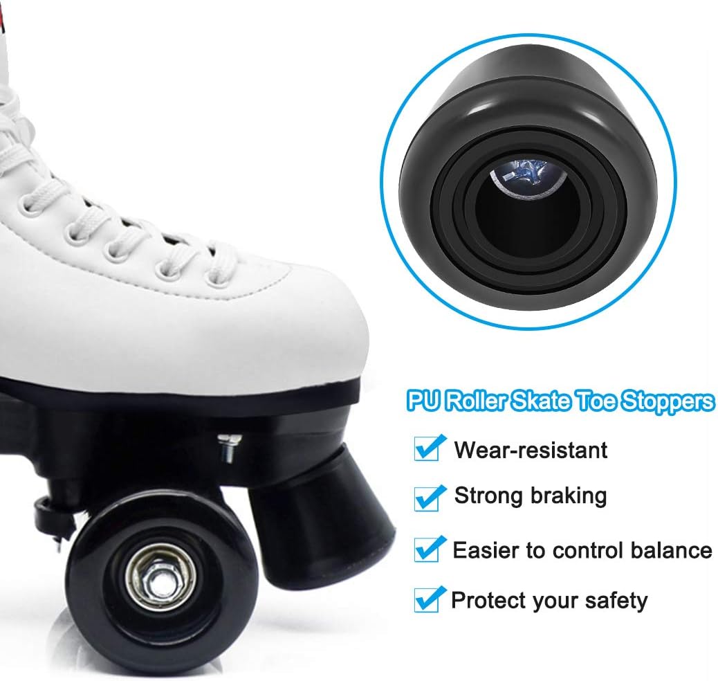 Paquete de 8 ruedas para patines con rodamientos instalados y 2 topes de dedos para patinaje de doble fila, patines cuádruples y patineta para uso