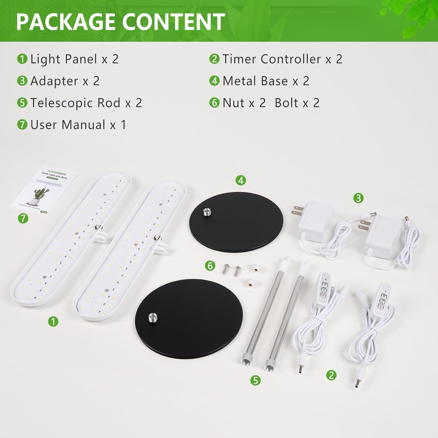 Luz de crecimiento, lámpara de cultivo de escritorio de espectro completo con base, luz LED brillante para plantas con temporizador de