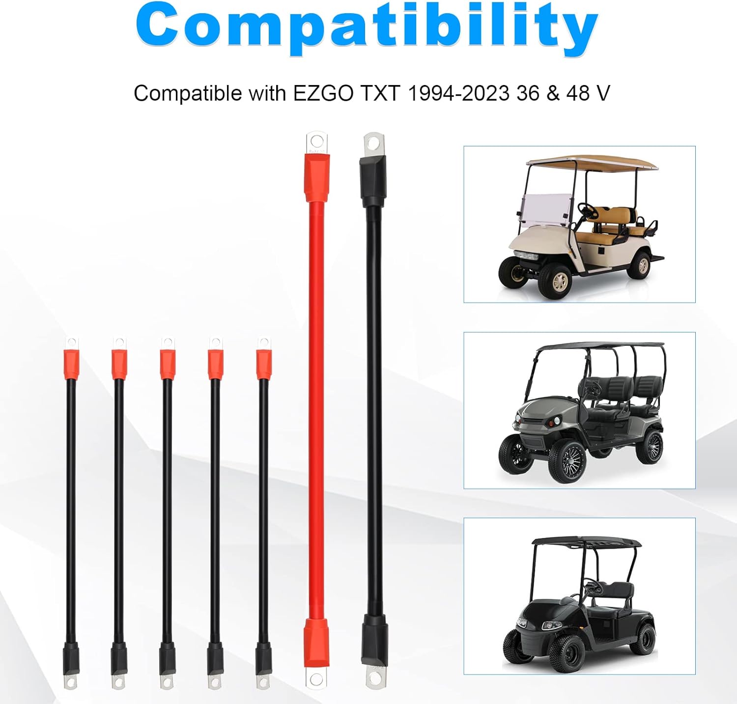 Kits de cableado de cables de batería compatibles con carritos de golf EZGO TXT 1994-2023 36 voltios 36 V y 48 voltios 48 V, con carrito de golf