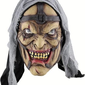 GREUS Máscara de bruja de anciana, disfraz de Halloween, espeluznante y aterrador, accesorio de decoración de fiesta de cosplay GREUS Máscara de bruja de anciana, disfraz de Halloween, espeluznante y aterrador, accesorio de decoración de fiesta de cosplay