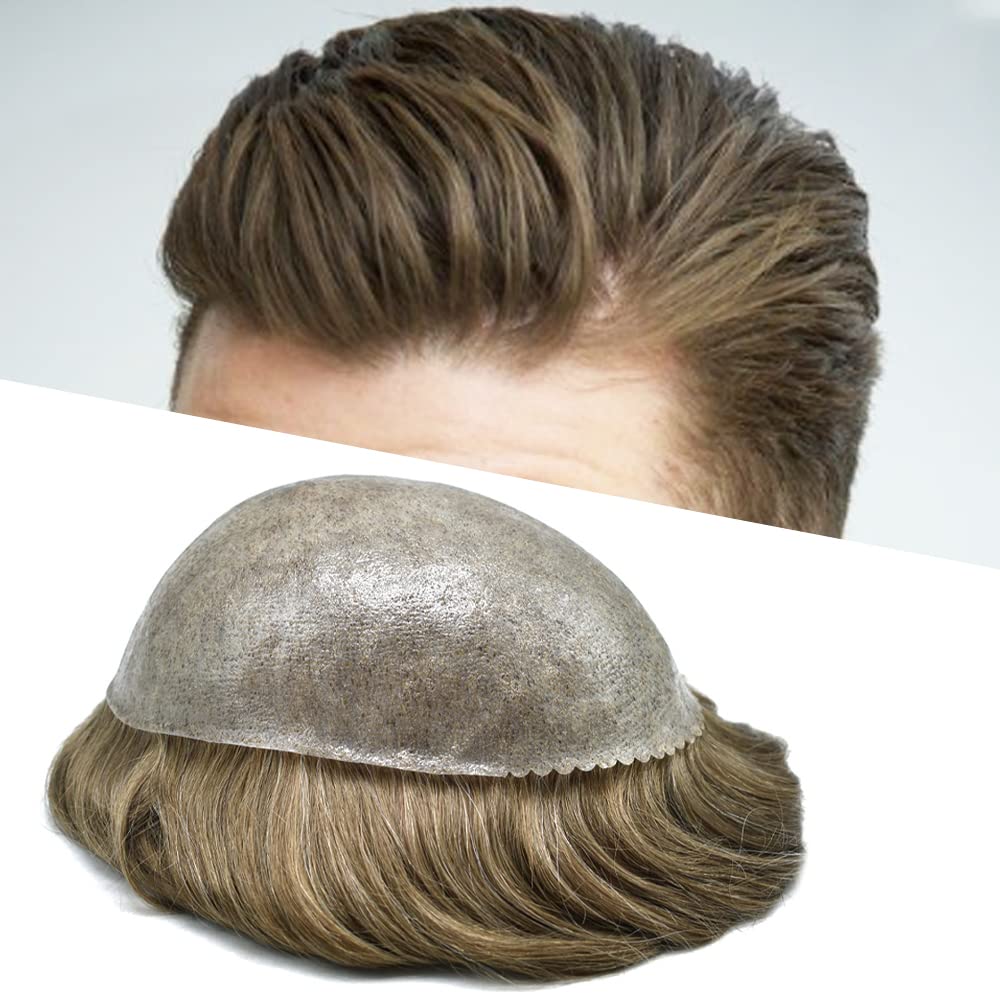 Healthlif Toupee – Piezas de cabello humano tipo tupé para hombres, sistema de reemplazo de cabello, extensiones capilares para hombres (8 x 10