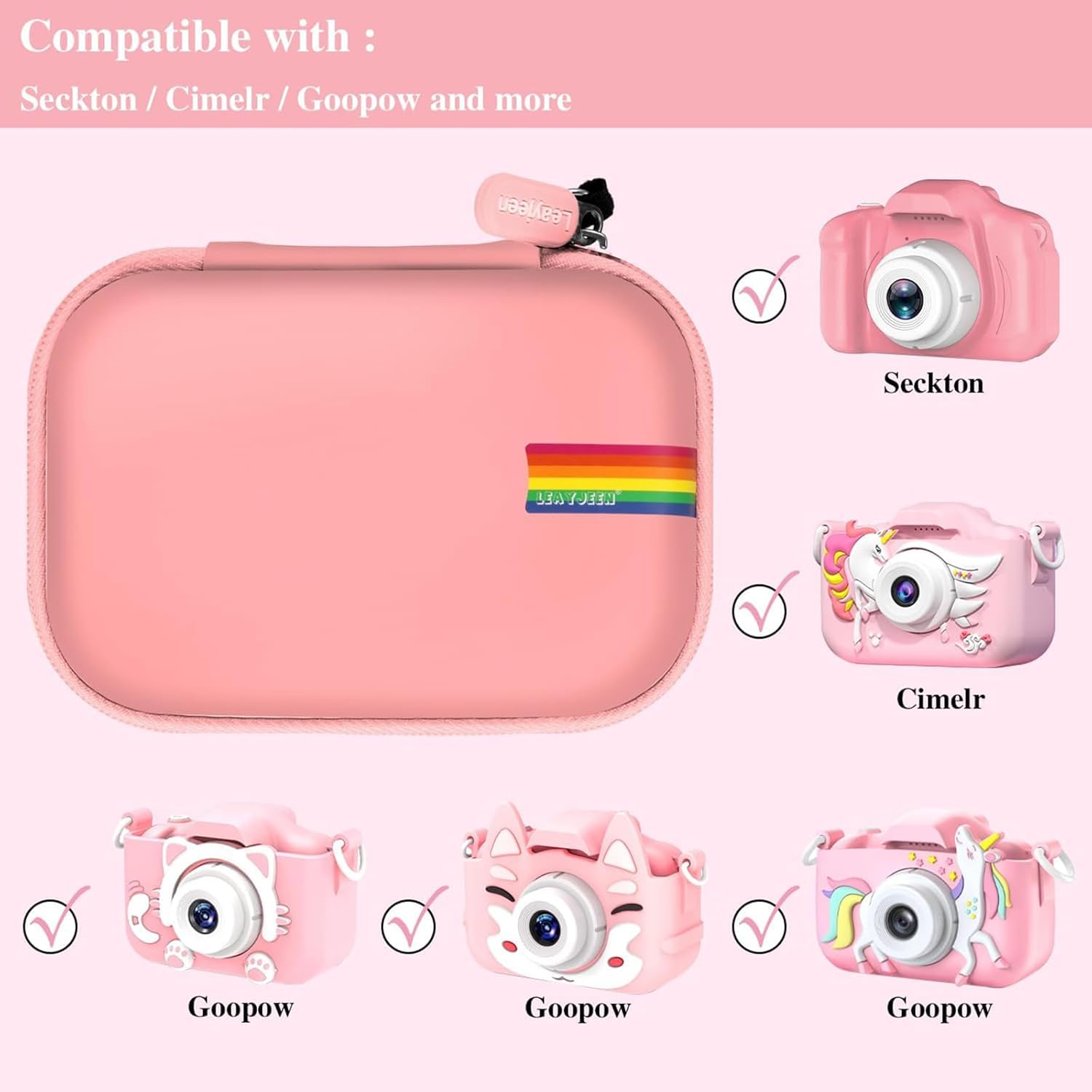 Leayjeen Funda para cámara infantil compatible con GoopowCIMELRGKTZXinbeiyaArtCWKGofunly y más juguetes, cámara digital, cámara de video y