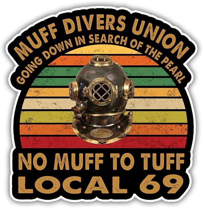 Muff Divers Union Going Down in Search of The Pearl – Adhesivo decorativo de regalo para buceo, botella de agua para laptop, vaso de automóvil,
