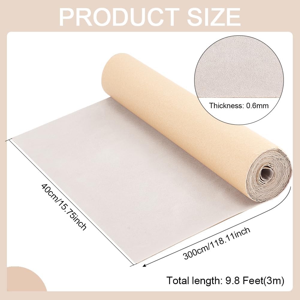 BENECREAT Rollo de tela de terciopelo autoadhesivo de terciopelo blanco antiguo de 15.7 x 118 pulgadas para decoración de cajas de joyas, 0.024 in