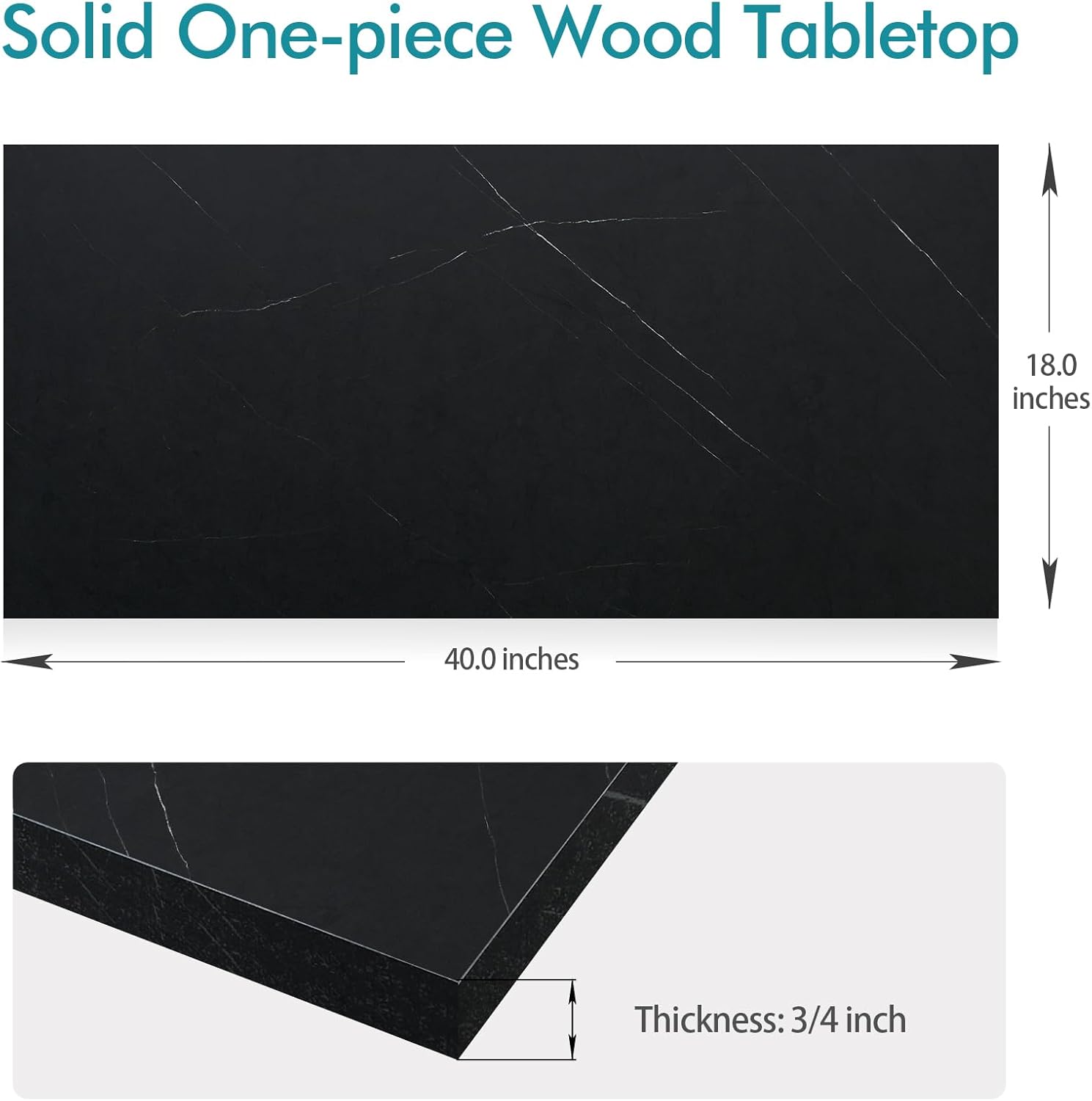 Kaboon Mesa universal de 40 x 18 pulgadas, mesa sólida de melamina de una pieza, escritorio doble en L, escritorio flotante para bricolaje, hogar y