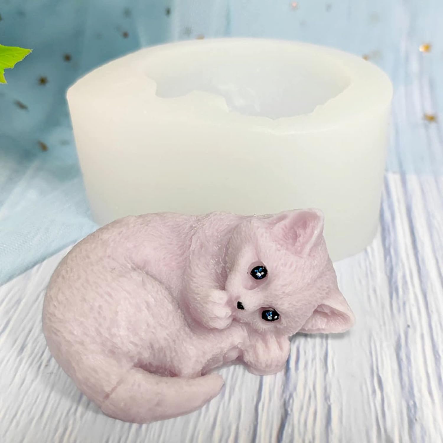 Gato durmiendo silicona jabón vela molde Fondant chocolate caramelo pastel decoración hornear pastelería herramientas resina polímero arcilla molde