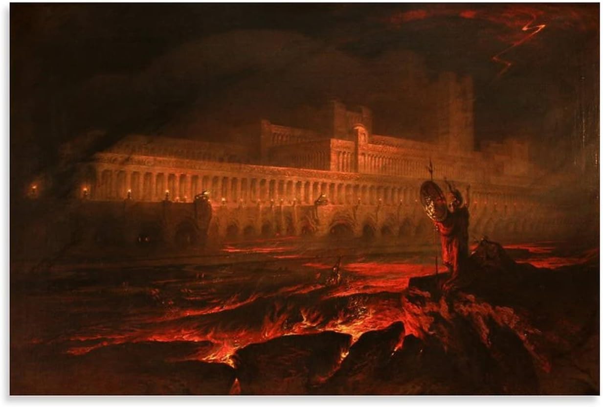 ENDBAG John Martin Pandemonium – Póster decorativo para pared, lienzo para decoración del hogar, 24 x 36 pulgadas (23.6 x 35.4 in)