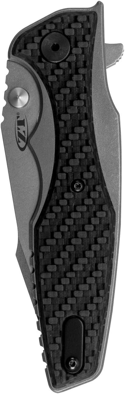 Zero Tolerance Hinderer CF – Navaja de bolsillo, hoja de 3.5 pulgadas de acero inoxidable 20CV mango de titanio con revestimiento de fibra de
