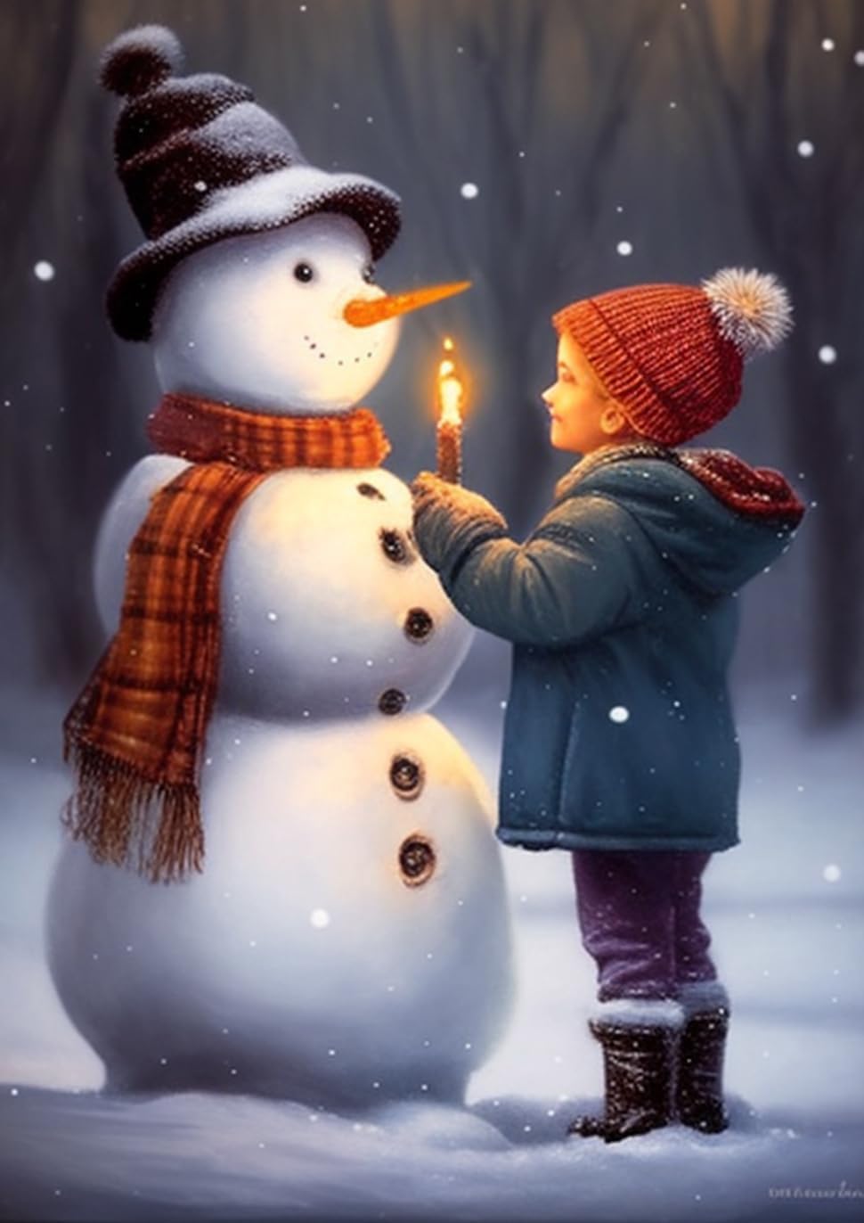 Rompecabezas de Navidad 2023 muñeco de nieve y niña con temática navideña, juego de rompecabezas minimalista para adultos, 500 piezas de