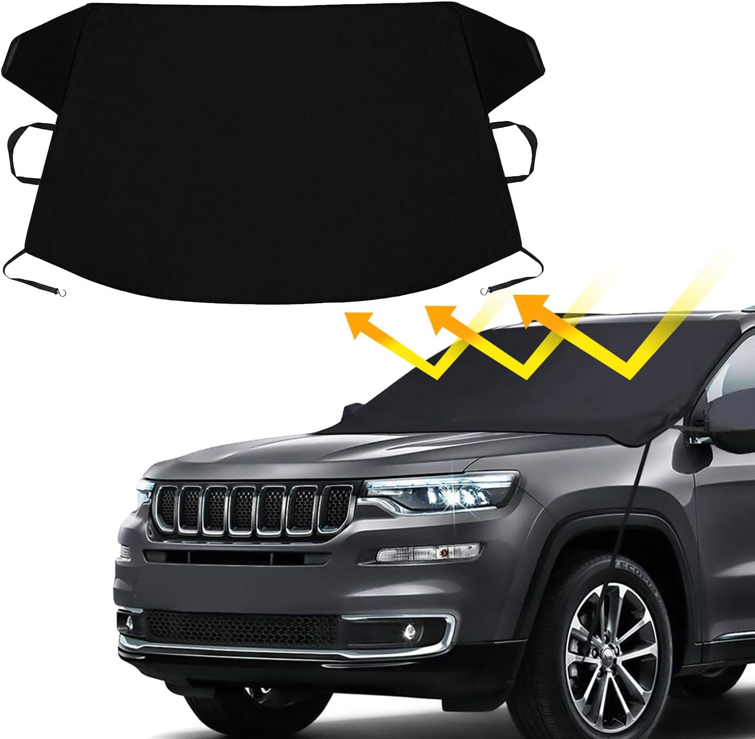 Cubierta para parabrisas de automóvil, tela Oxford 600D mejorada, cubierta contra escarchas, para hielo y nieve, impermeable, protege la ventana