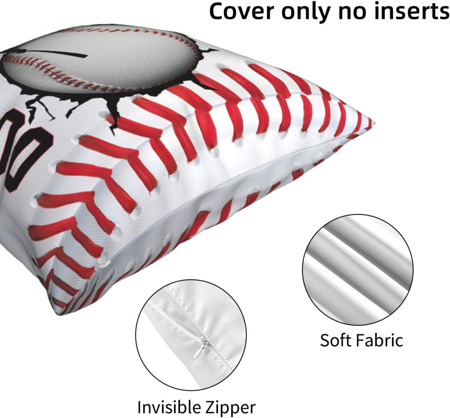 Fundas de almohada personalizadas con nombres de béisbol, fundas de almohada personalizadas, fundas de almohada de tamaño estándar 12 x 12 pulgadas