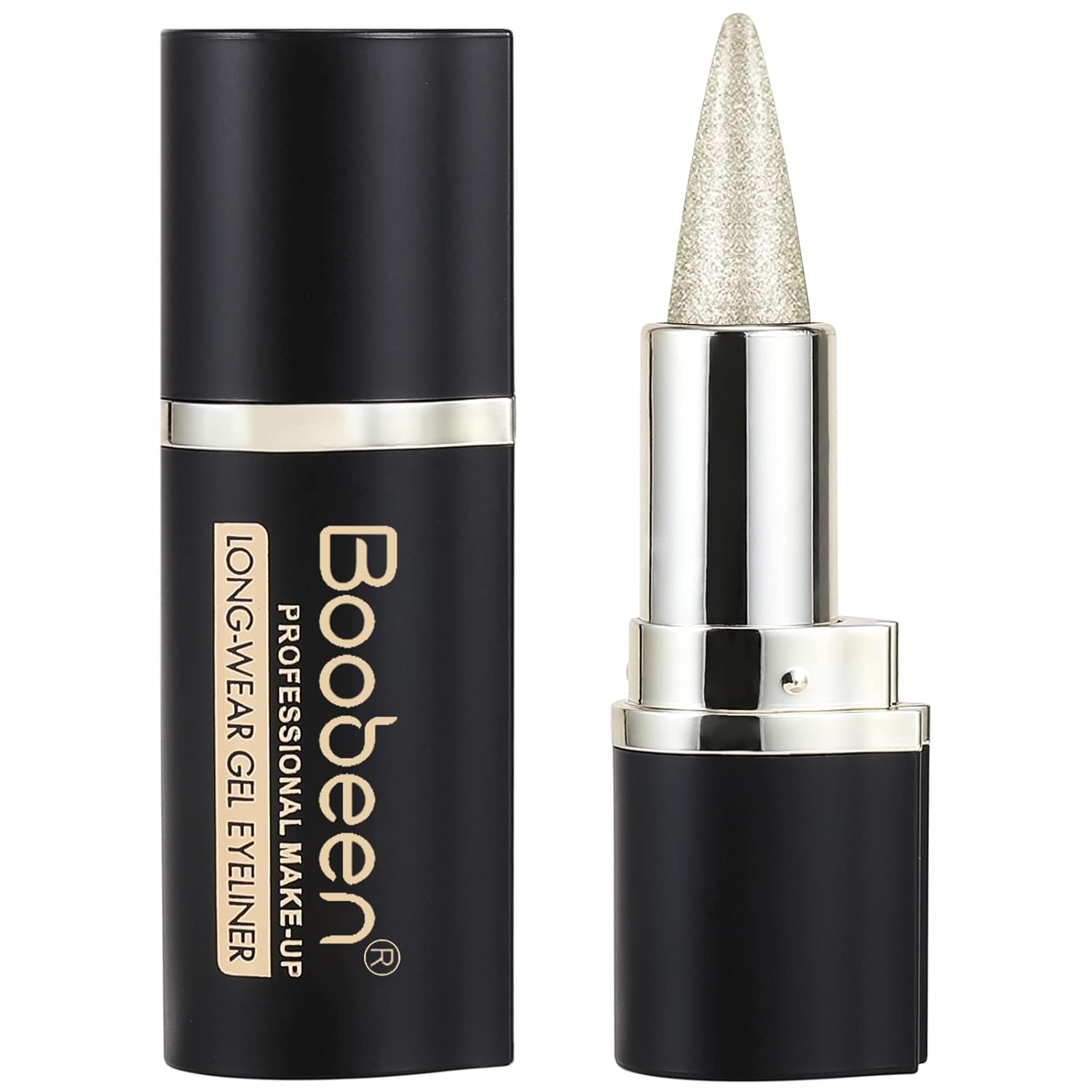 Boobeen Lápiz delineador de ojos, gel delineador de ojos negro, fórmula de secado rápido, delineador de ojos impermeable, a prueba de manchas,