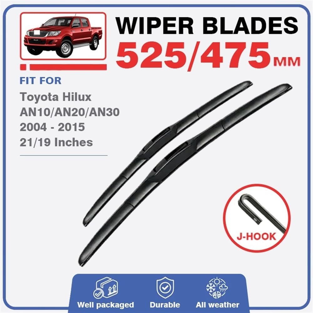 Juego de limpiaparabrisas delantero compatible con Toyota Hilux AN10 AN20 AN30 2004-2015 2004-2015 limpiaparabrisas de automóvil, limpiaparabrisas
