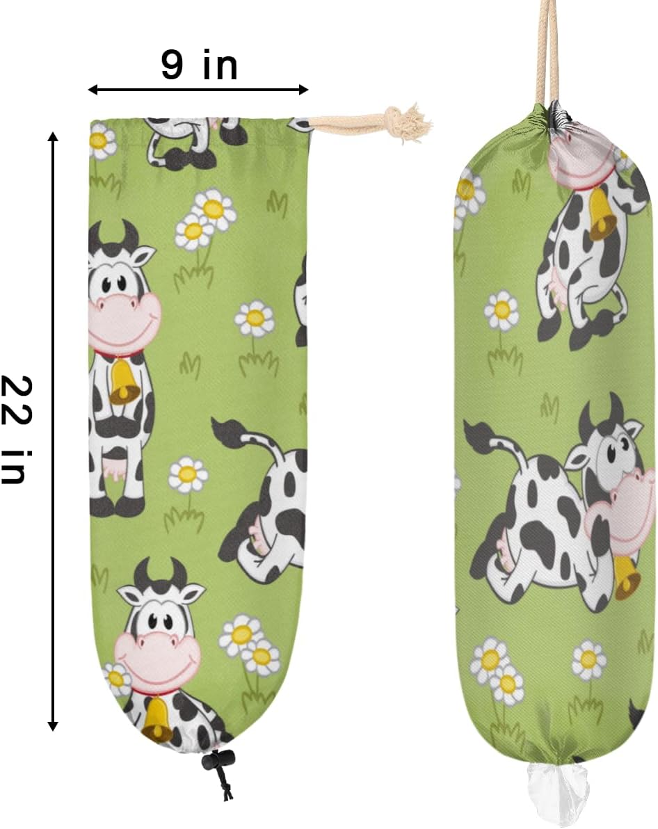 Soporte para bolsas de plástico y dispensador, organizador de bolsas de compras para vacas y pastos, organizador de bolsas de comestibles,