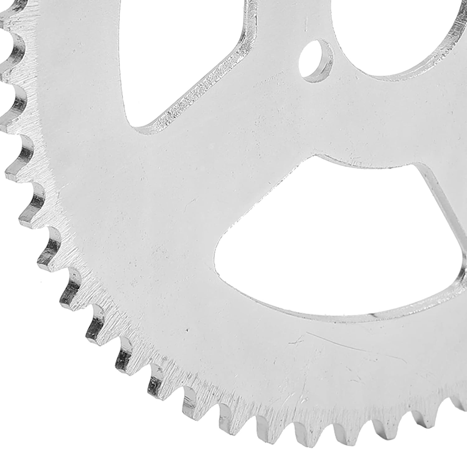VGEBY Piñón T8F 58T, Piñón de acero blanco T8F 58T, manivelas de 3 agujeros, 1.142 in, compatible con mini motocicleta de 4749 cc, ATV Kart,