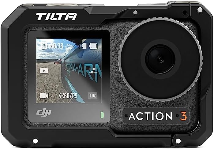 Tilta Jaula de cámara completa compatible con DJI Osmo Action 3  Diseño de liberación rápida de doble cara  Receptor de zapata fría  TA-T40-FCC