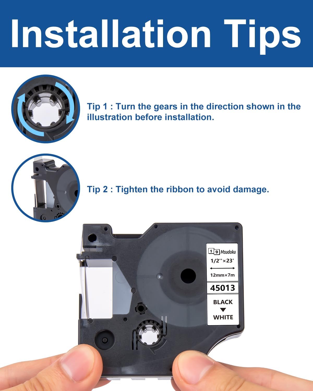 Paquete de 4 cintas para etiquetar compatibles con DYMO D1 45013 S0720530, repuesto negro sobre blanco, compatible con impresora DYMO LabelManager