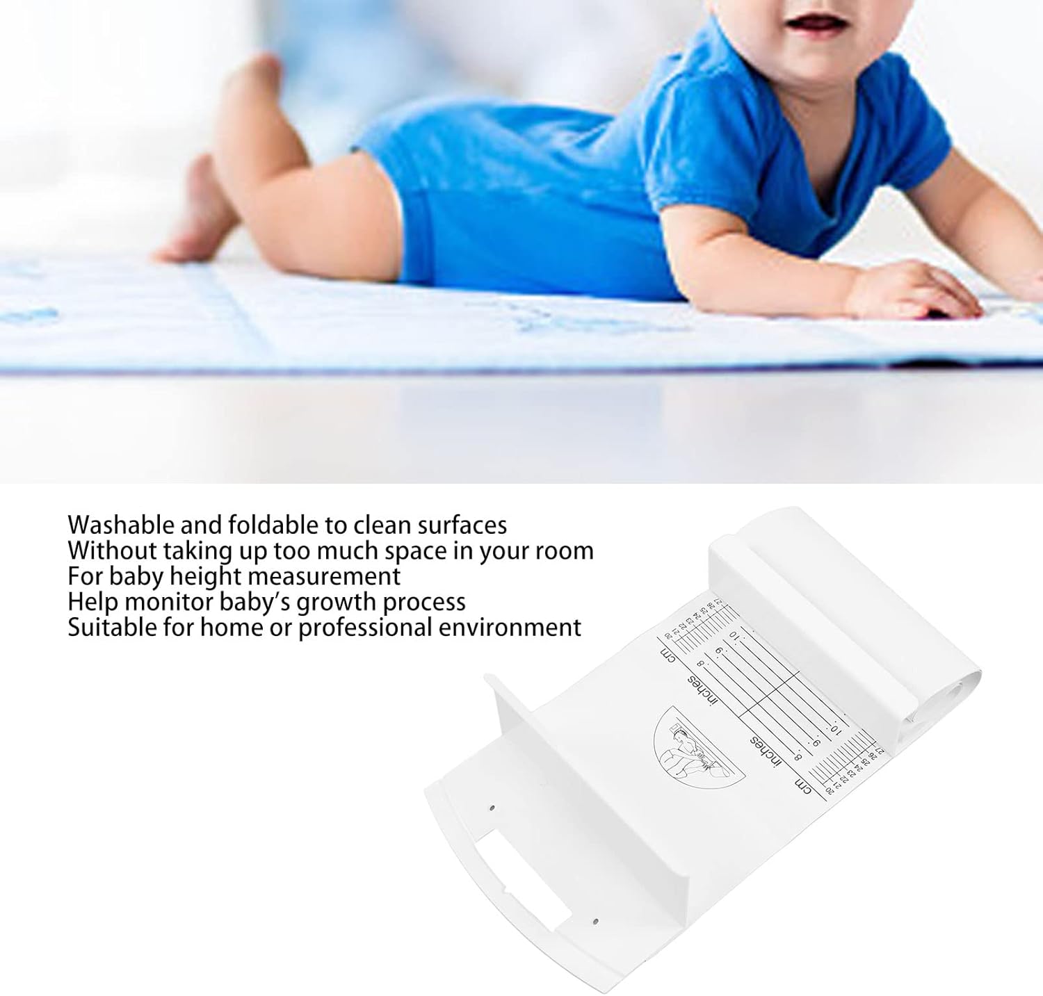 Tapete de medición de regla de altura del infantómetro para bebé, tabla de crecimiento lavable para niños, cinta de tabla de altura lavable para