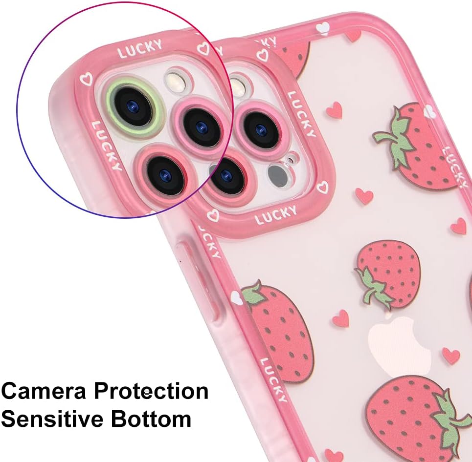 MZELQ – Funda compatible con iPhone 12 Pro, funda para iPhone 12 Pro de suave poliuretano termoplástico con bonito diseño de fresas rojas para niñas