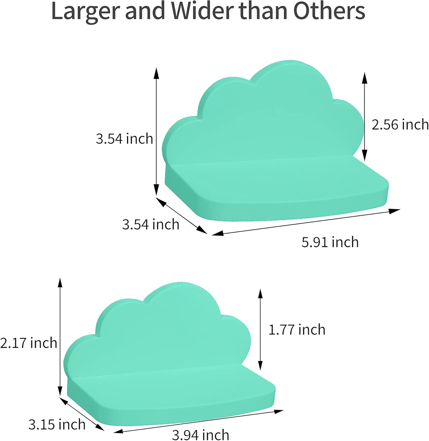 Veluckin Estantes flotantes pequeños, mini estantes de nube, estante de pared de 6 pulgadas para dormitorio de niños, paquete de 3, con 2 tipos de