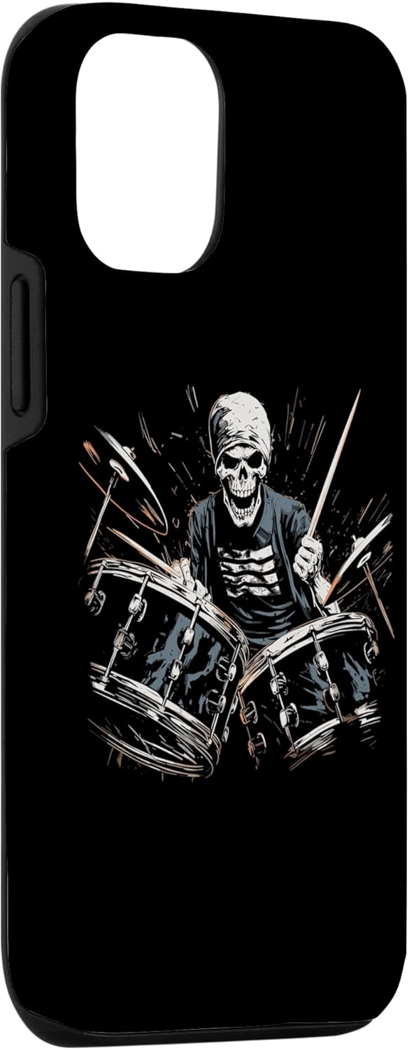 Funda para iPhone 13 con diseño de batería y banda de rock en batería