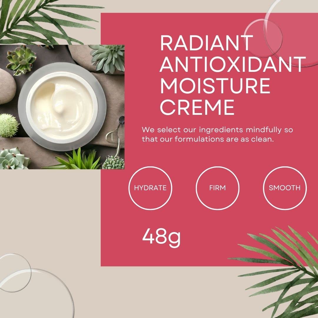 Crema hidratante antioxidante radiante de 1.7 oz Squalane Crema facial para mujeres envejecidas para piel seca, sensible, hidratante facial,