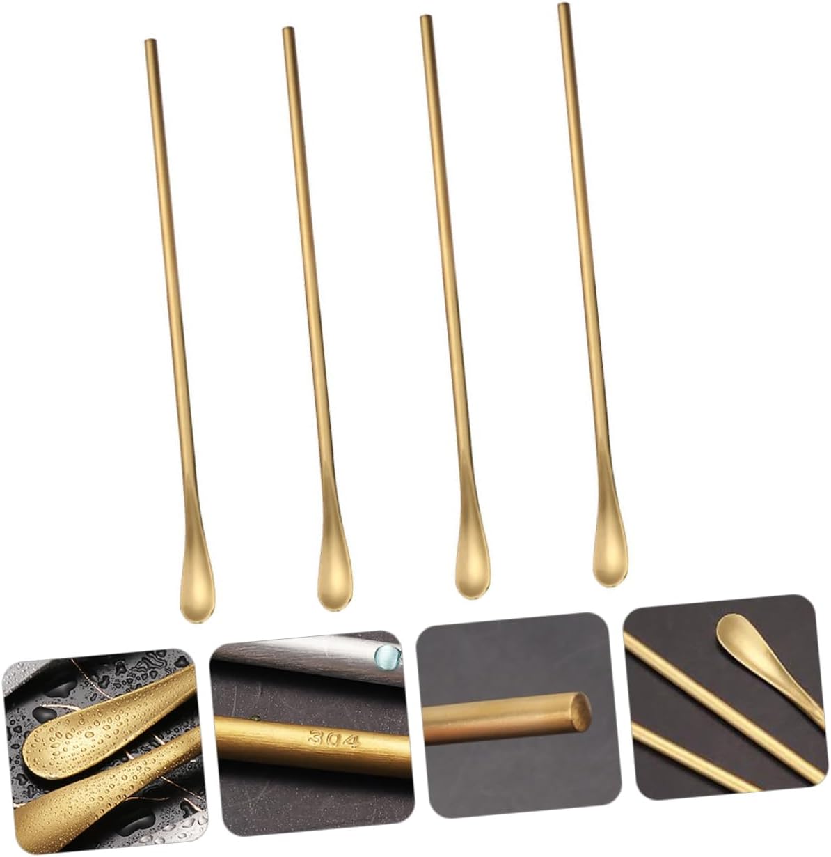 Cuchara de hielo de acero inoxidable Cucharas para mezclar café, cuchara mezcladora de miel, cuchara de acero inoxidable, cuchara para revolver