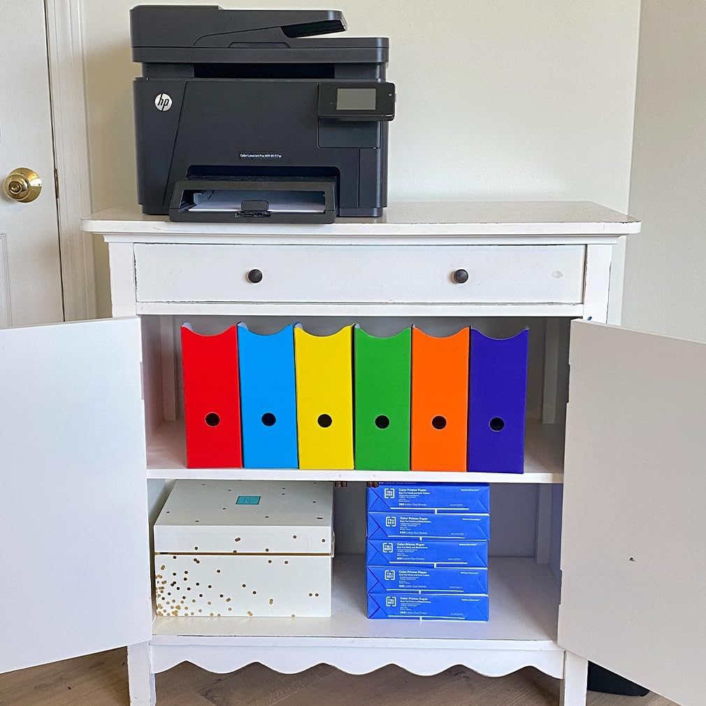 Evelots Organizador de archivos de revista (paquete de 12) mejorado plegable frontal, extra estable, 6 colores