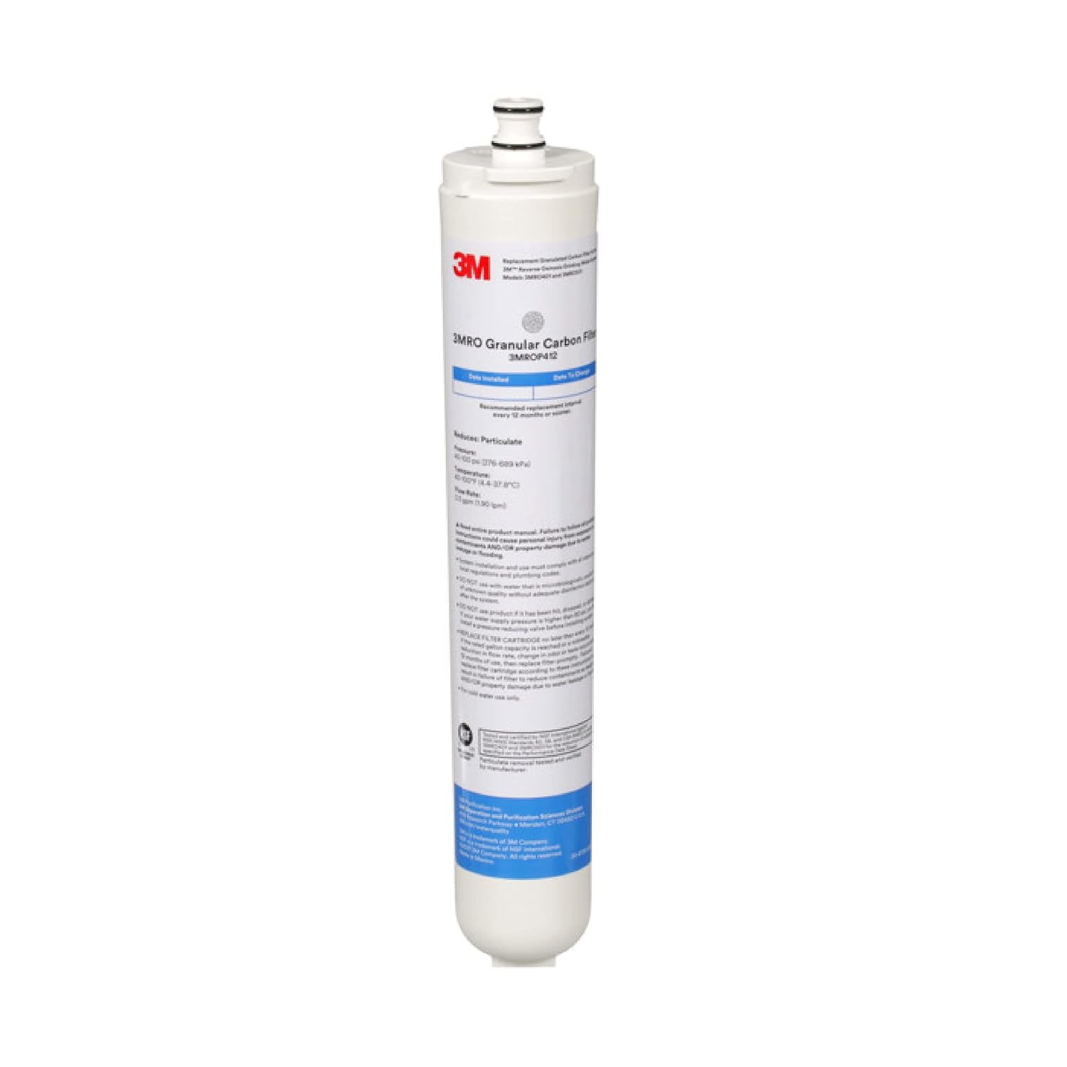 3M cartucho de filtro de agua de repuesto para ósmosis inversa debajo del fregadero 3MROP412, reduce el sabor y el olor del cloro cuando se utiliza