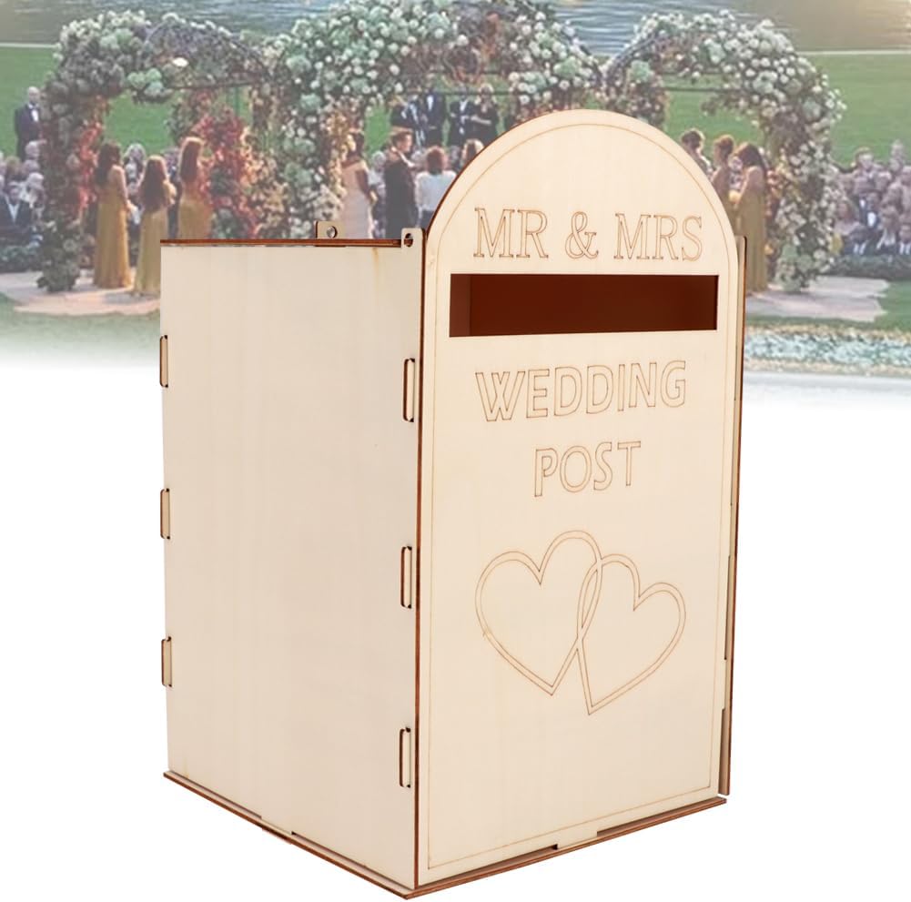 Caja de madera para tarjetas de boda con cerradura, buzón de boda, caja de regalo de bricolaje, caja de recepción para recuerdos de fiesta, baby