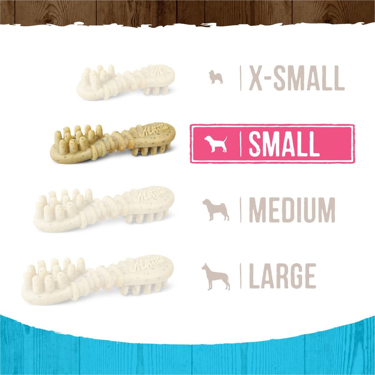 Merrick Fresh Kisses – Masticables dentales para perros para razas pequeñas, golosinas para perros sin granos con infusión de menta real, (6) bolsas