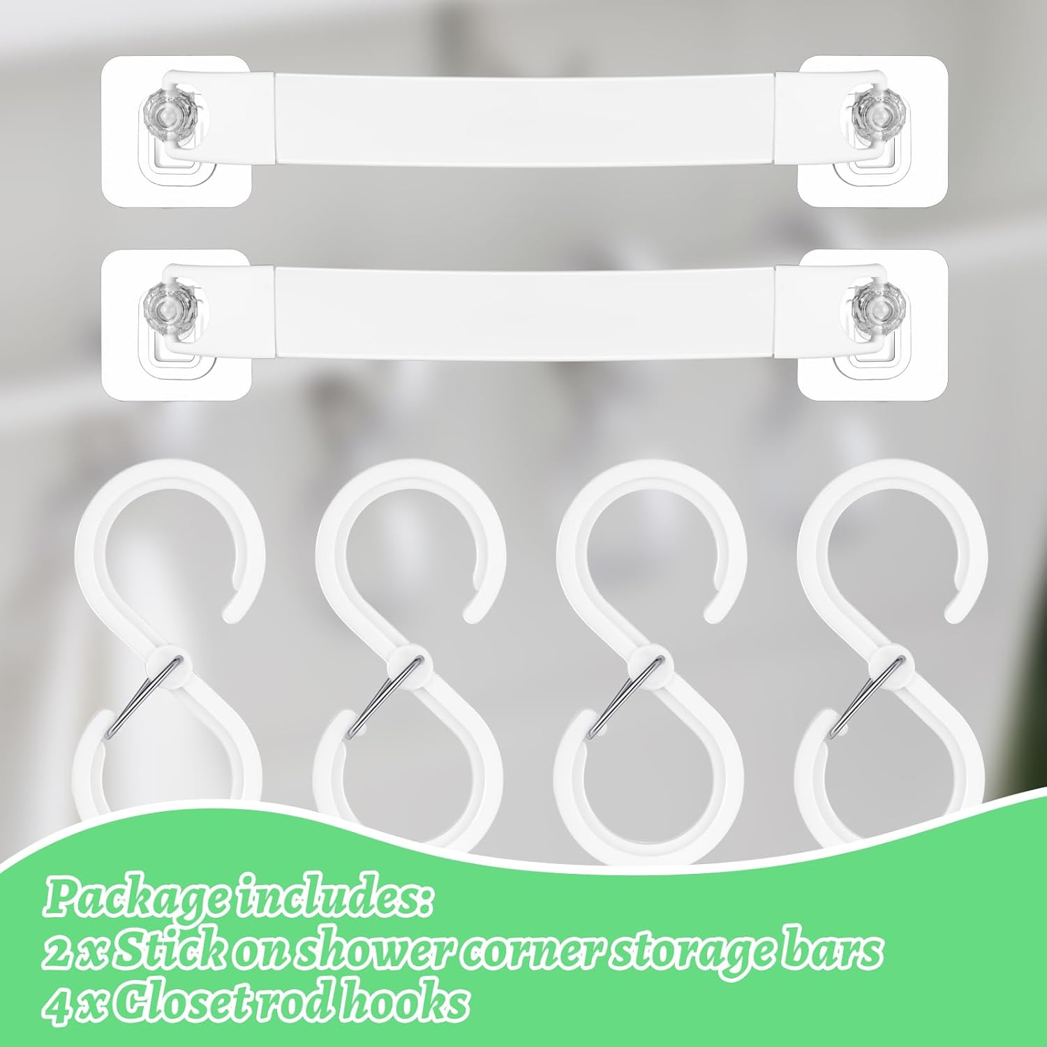 2 piezas de barra de almacenamiento de esquina blanca para ducha, remolques de viaje, cámper, accesorios para colgar en el interior, artículos de