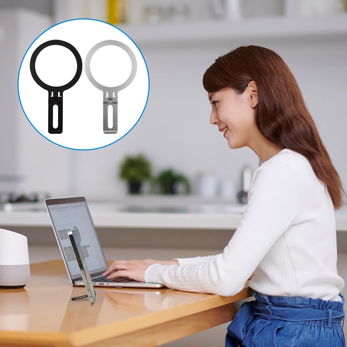 2 adaptadores universales de anillo de metal y soporte para teléfono 2 en 1, anillos ultrafinos compatibles con accesorios Magsafe iPhone 15141312