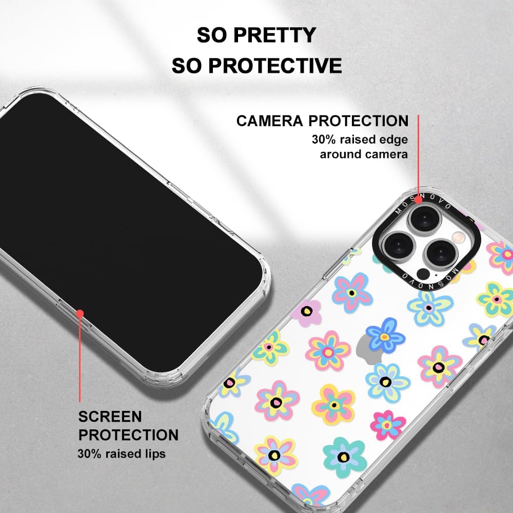 MOSNOVO Buffertech – Funda compatible con iPhone 15 Pro Max, impacto de caída de 6.6 pies, tecnología antidesprendimiento, funda transparente de