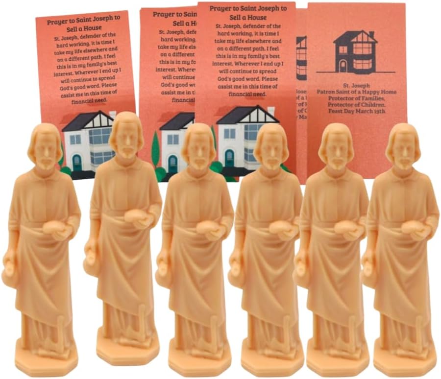 Westmon Works Estatua de San José para la venta de casas con instrucciones y tarjeta de oración de bienes raíces paquete a granel, juego de 6