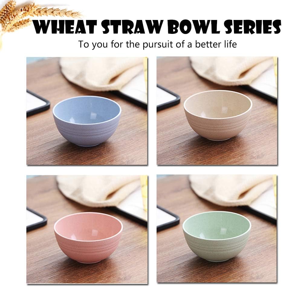 N A 4 cuencos ligeros de paja de trigo de 4.7 pulgadas, cuencos irrompibles para pasta de cereales, aptos para microondas y lavavajillas, vajilla