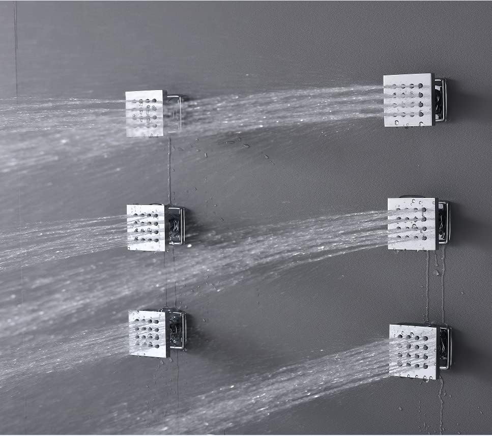 AYIVG Sistema de ducha de techo cromado con 6 chorros de cuerpo de 16 pulgadas, sistema de ducha de niebla de lluvia grande, sistema de ducha