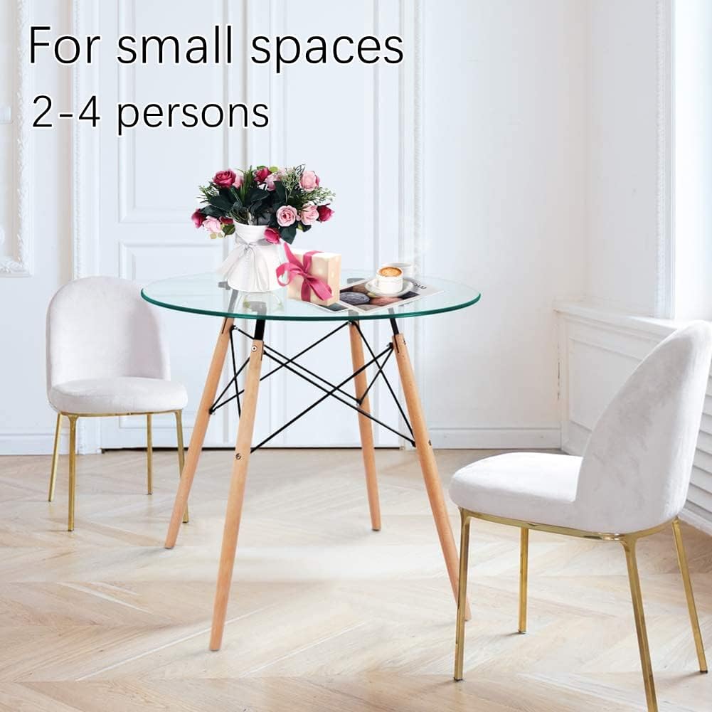 Mesa redonda de cristal para cocina, mesa de comedor de cristal, estilo moderno, mesa de centro redonda de ocio, escritorio de oficina con patas de