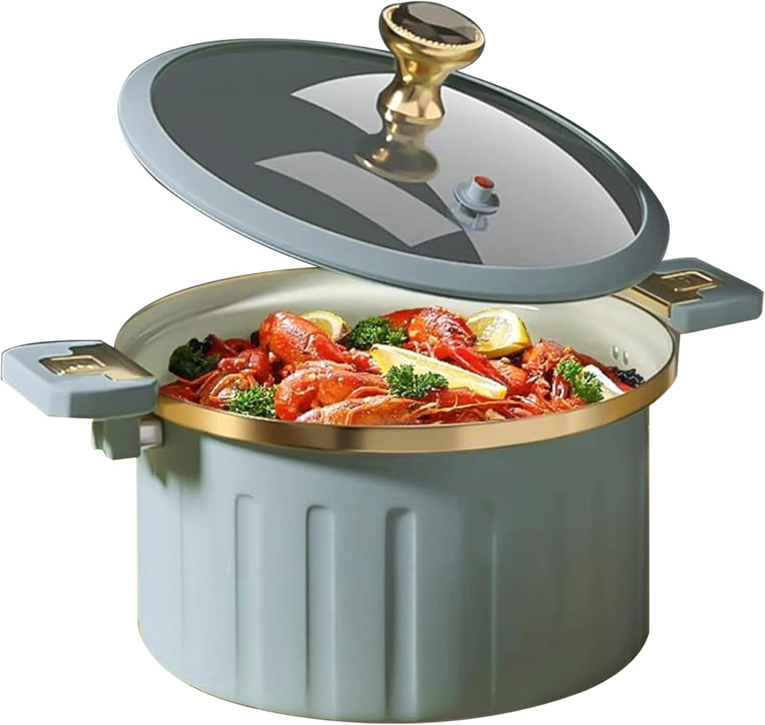 Micro olla a presión Revestimiento de esmalte antiadherente 8L Push Pull Lock Presión Pot con tapa Sello de silicona Válvula a prueba de derrames