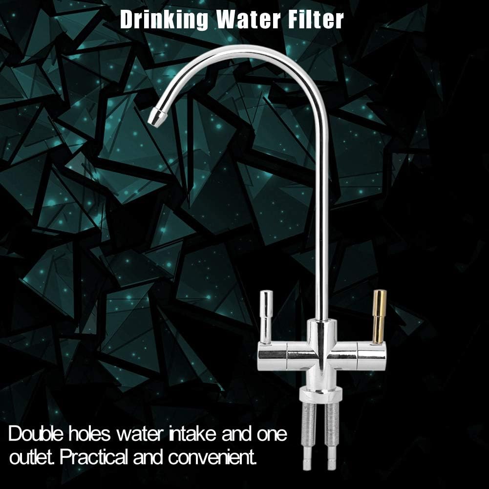 Grifo de fregadero de doble agujero, filtro de agua potable, 2 manijas para fregadero de cocina, ósmosis inversa cromada