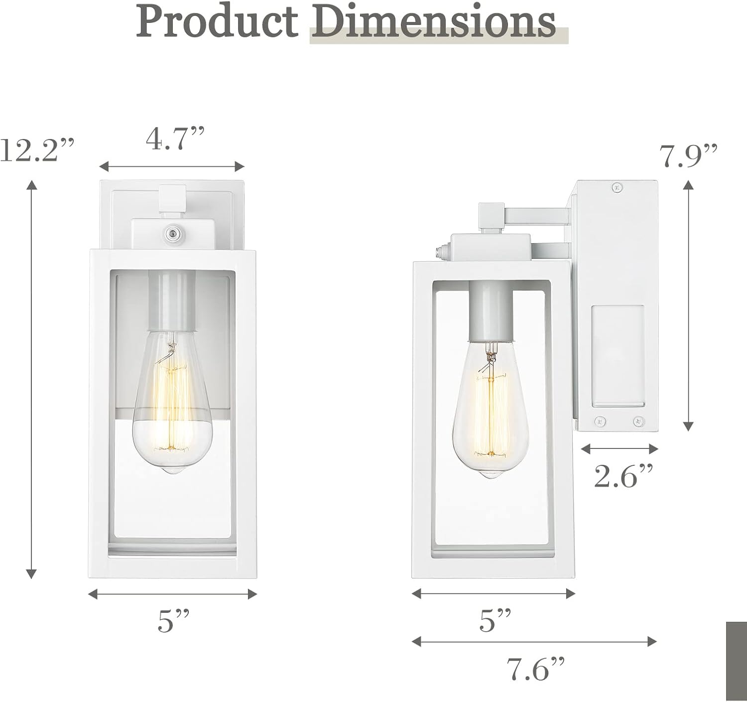 zeyu ZW27BS-P+G WH – Iluminación de pared exterior con sensor de atardecer a amanecer, aplique de pared exterior con salida GFCI integrada, aluminio