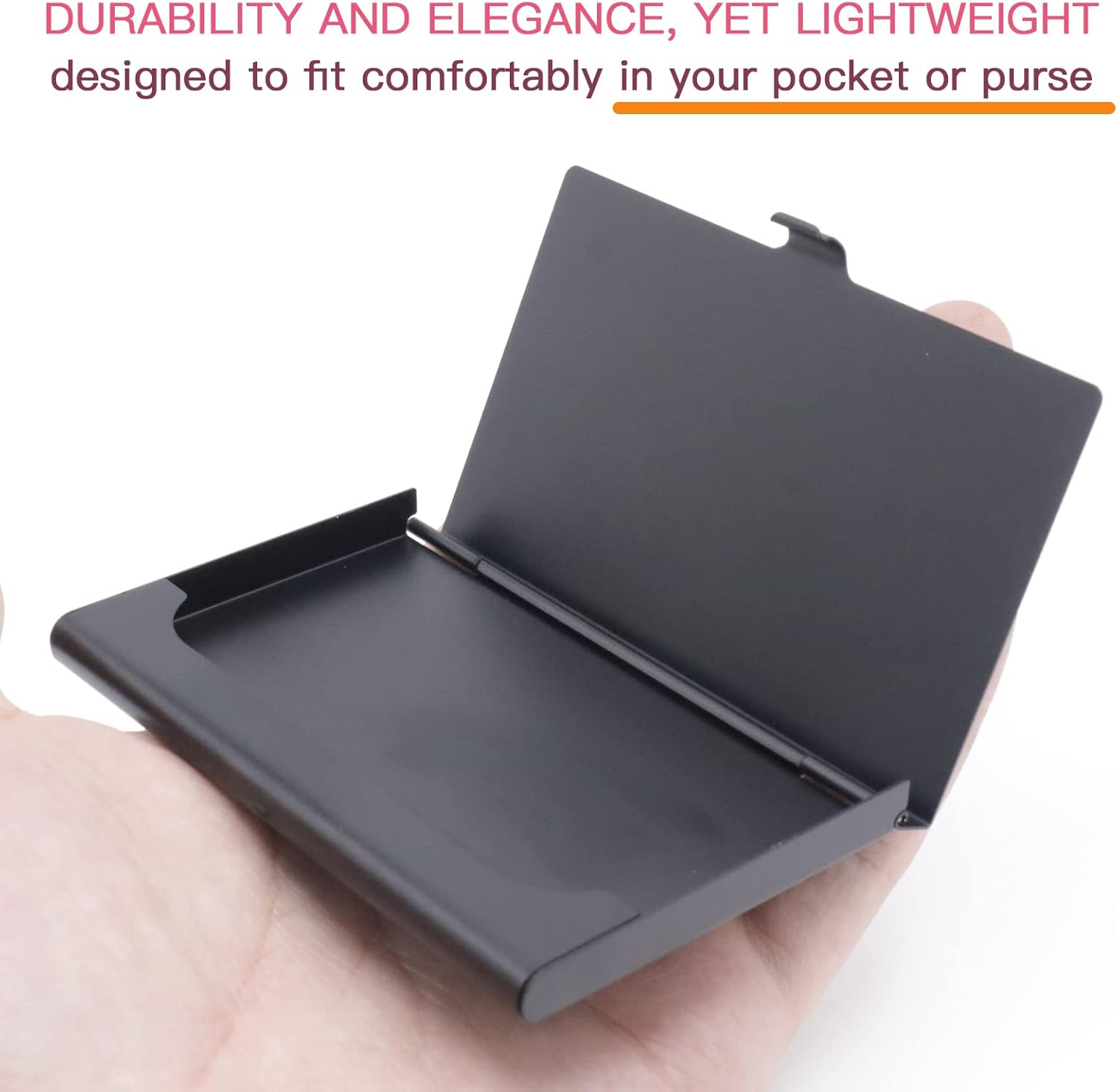 Joyangy Paquete de 2 tarjeteros de metal dorado, funda para tarjetas de visita de aleación de aluminio, funda abatible de bolsillo delgado,